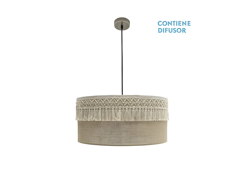 Plafonnier en cuir avec écran en tissu de la série Ekaterina FABRILAMP