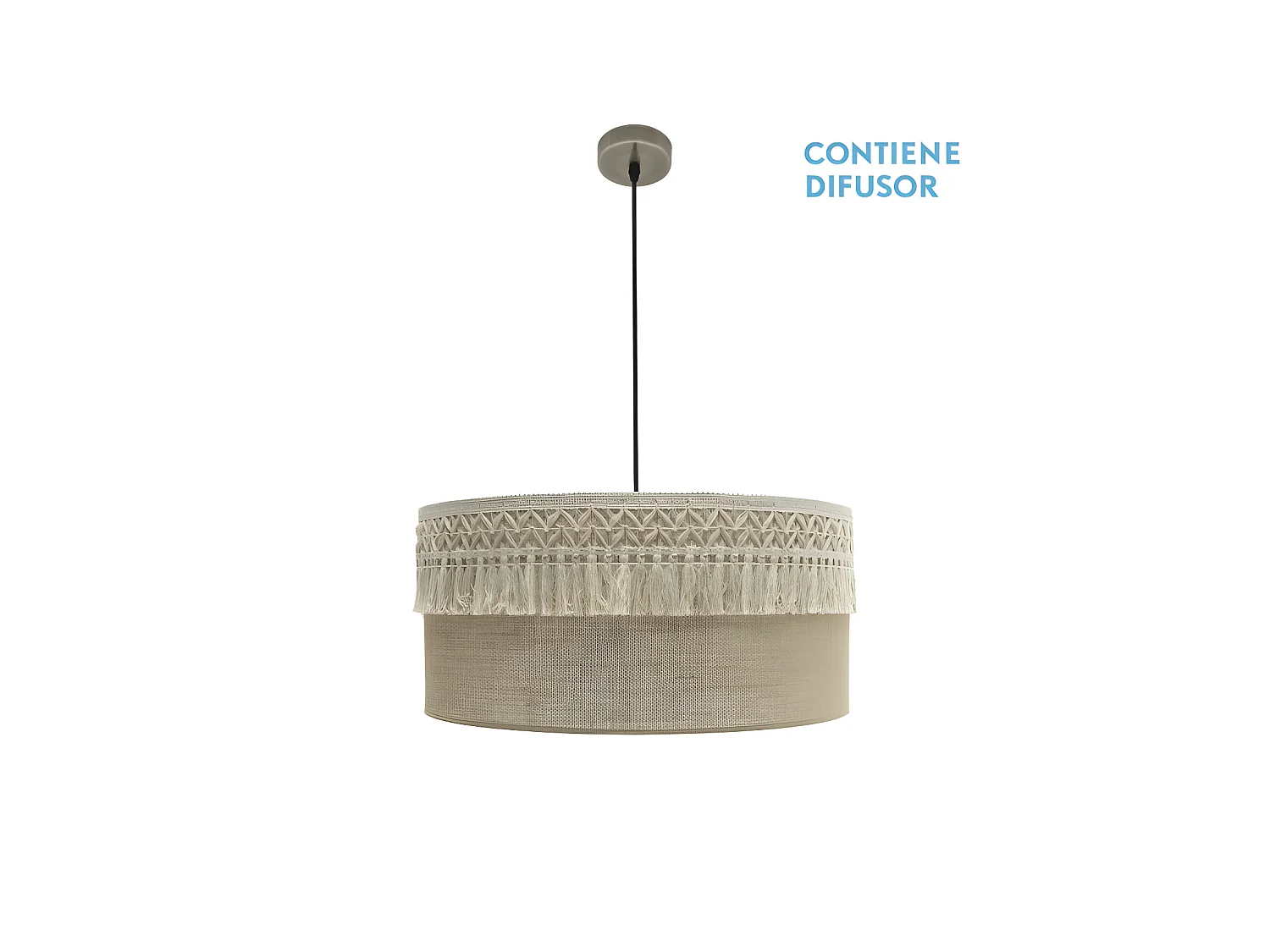 Plafonnier en cuir avec écran en tissu de la série Ekaterina FABRILAMP