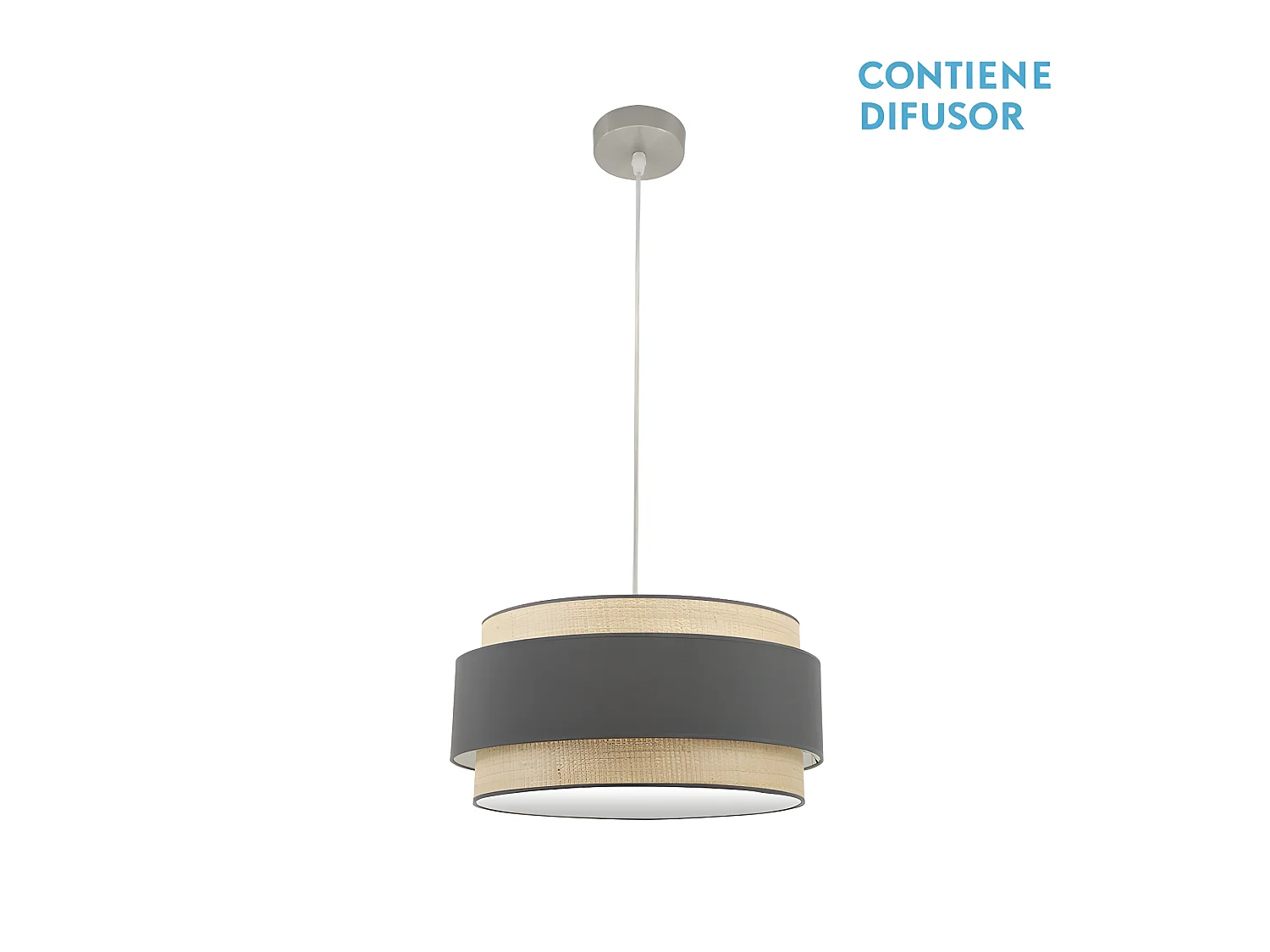 Plafonnier modèle Kandy 2xE27 Naturel/gris réglable FABRILAMP