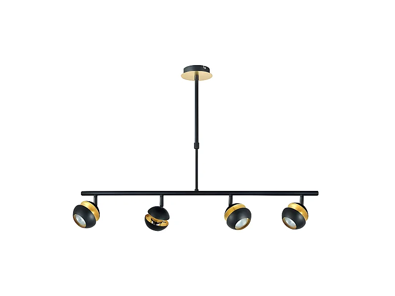 Lampada lineare 4 luci BEETHOVEN nero-oro gu10 FABRILAMP