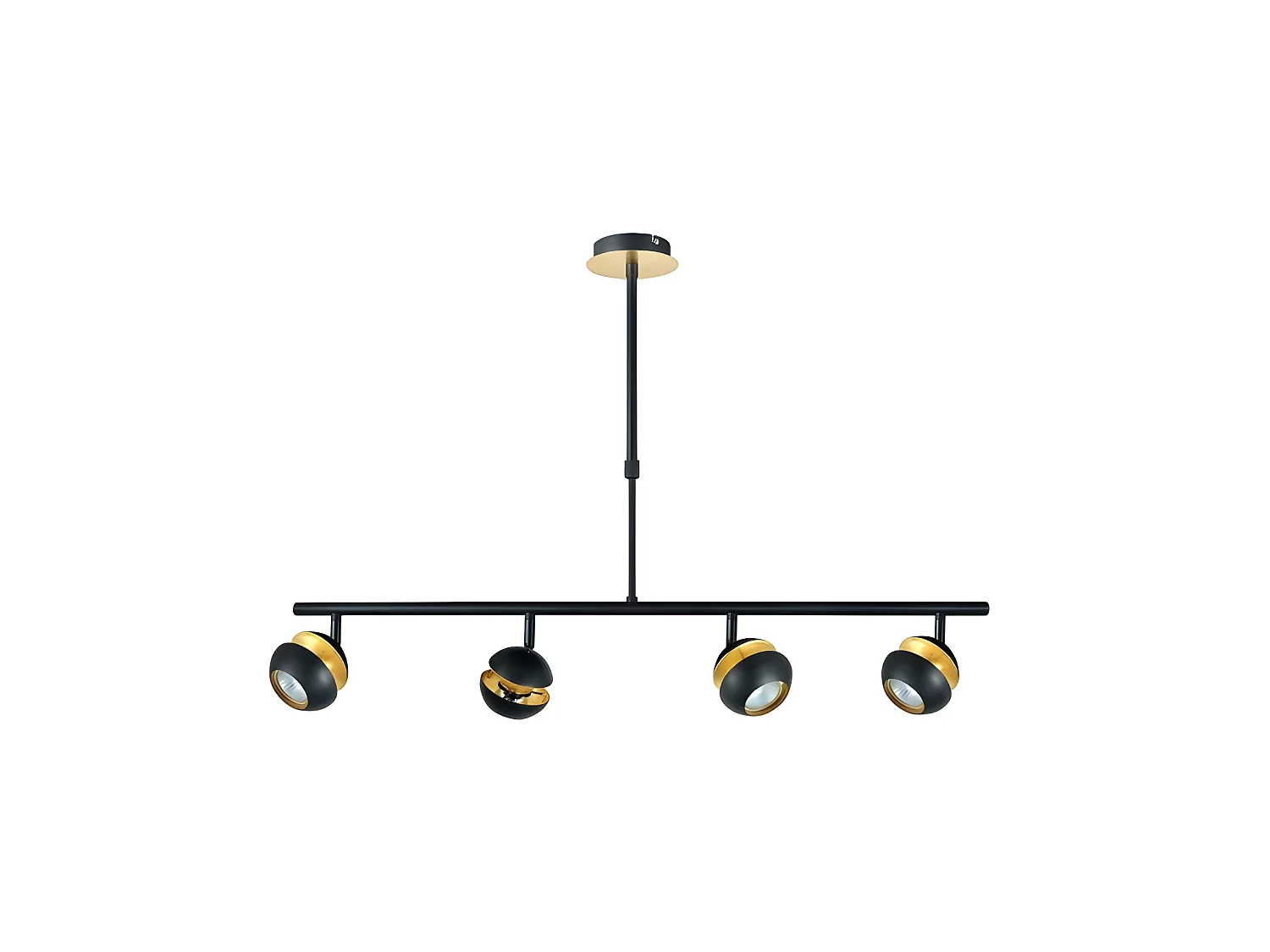 Lampada lineare 4 luci BEETHOVEN nero-oro gu10 FABRILAMP