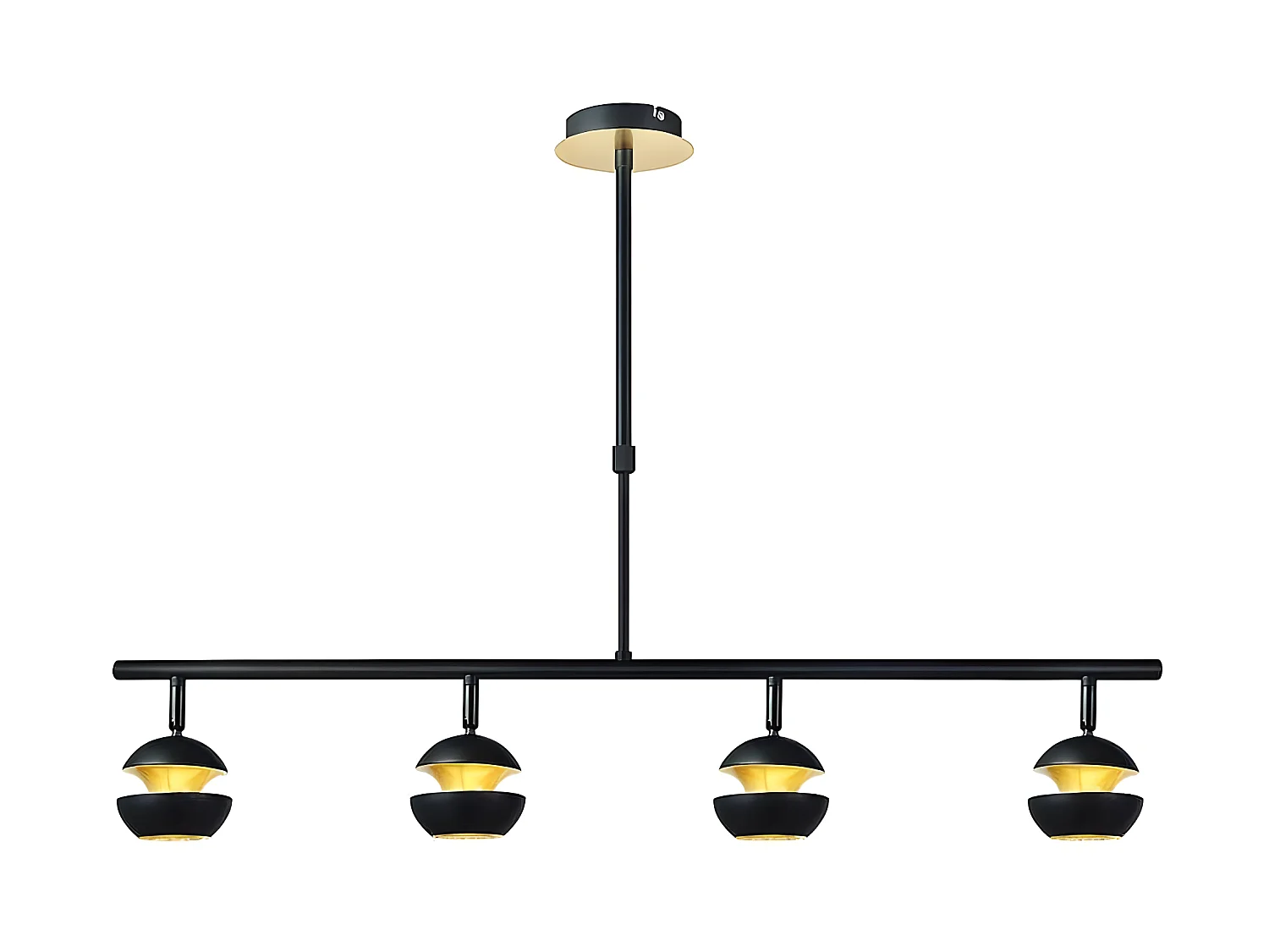 Lampe linéaire 4 lumières BEETHOVEN noir-or gu10 FABRILAMP