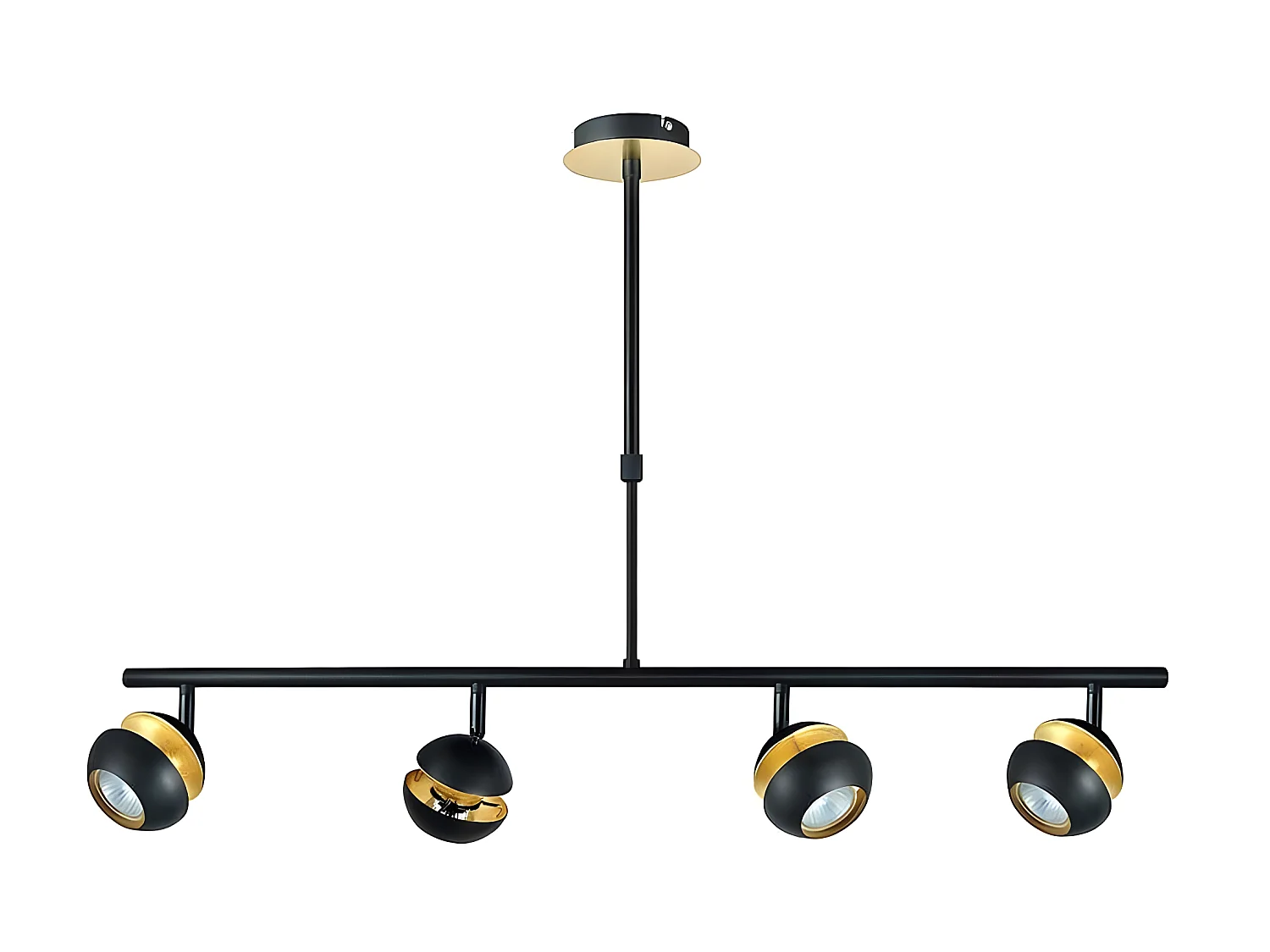 Lampe linéaire 4 lumières BEETHOVEN noir-or gu10 FABRILAMP