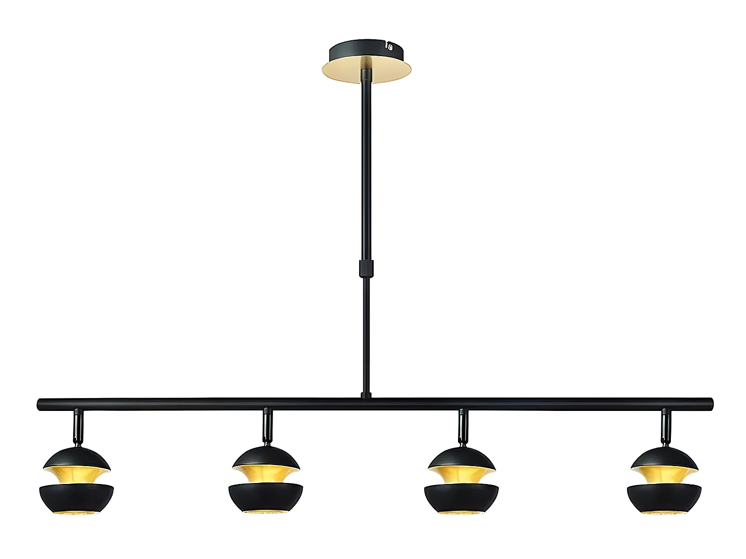 Lampe linéaire 4 lumières BEETHOVEN noir-or gu10 FABRILAMP