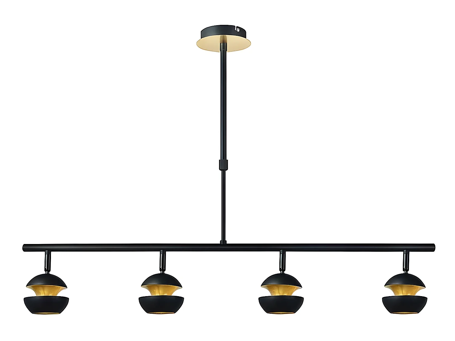 Lampe linéaire 4 lumières BEETHOVEN noir-or gu10 FABRILAMP