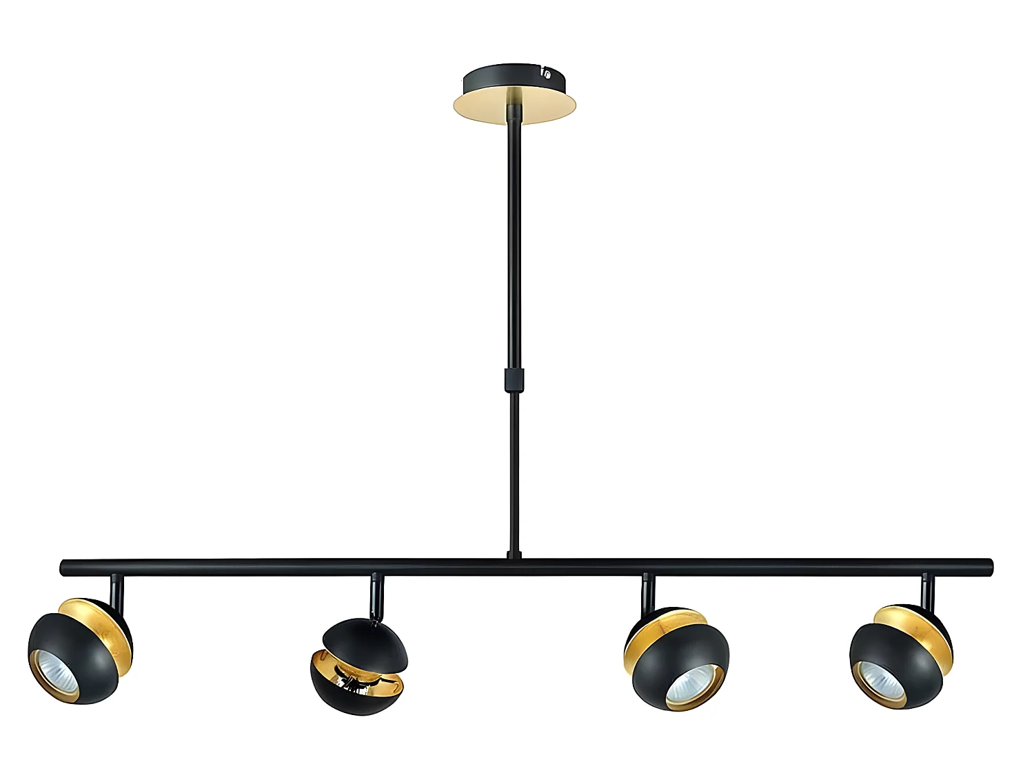 Lampe linéaire 4 lumières BEETHOVEN noir-or gu10 FABRILAMP