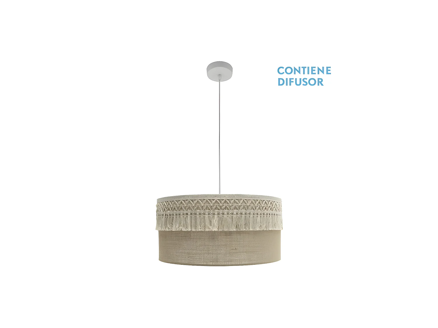 Suspension avec abat-jour en tissu rustique Ekaterina FABRILAMP