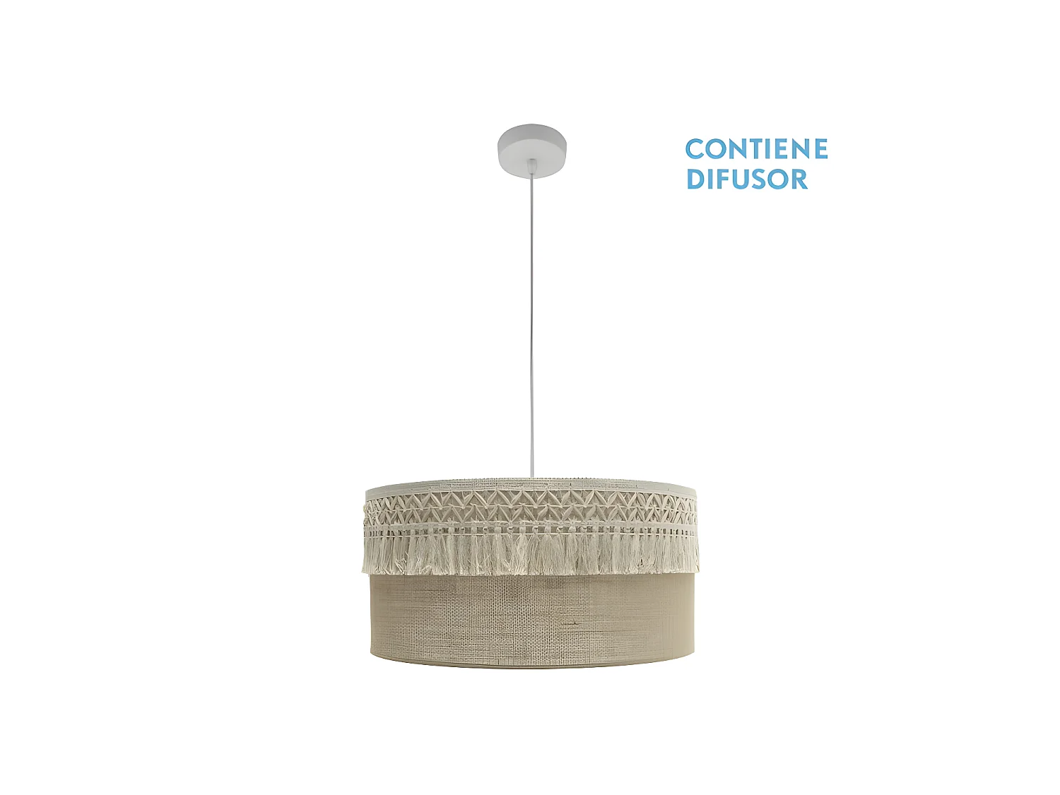 Lampada a sospensione con paralume in tessuto rustico Ekaterina FABRILAMP