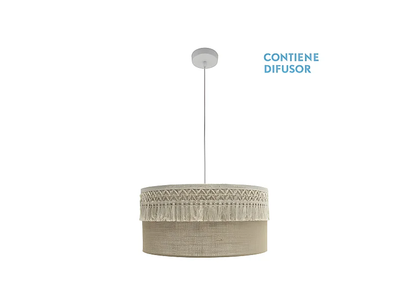 Lampada a sospensione con paralume in tessuto rustico Ekaterina FABRILAMP