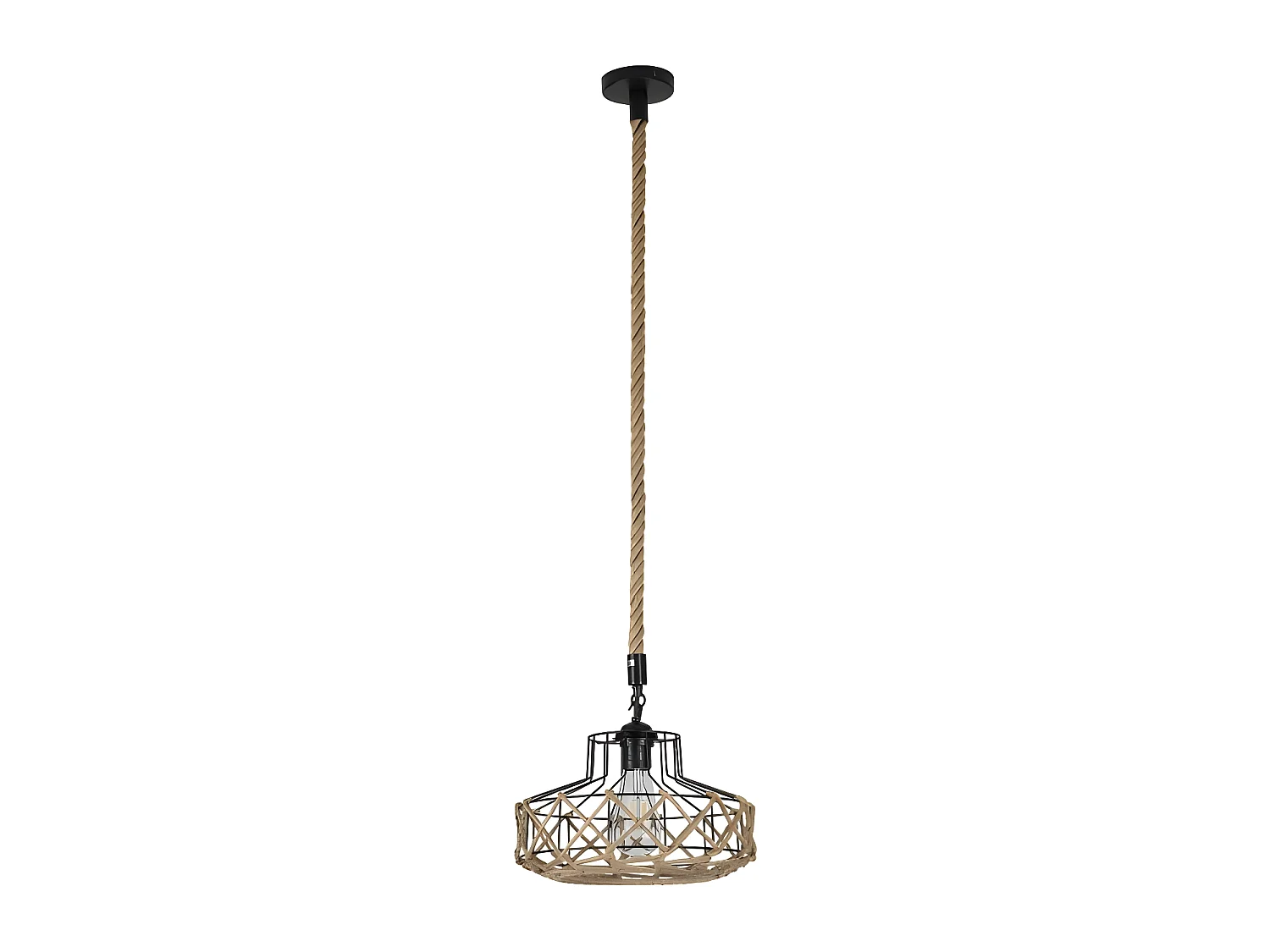 Plafonnier léger YUTE avec corde rustique FABRILAMP
