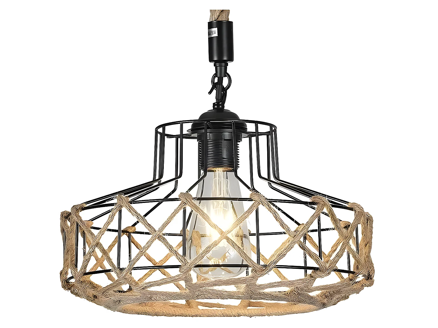 Plafonnier léger YUTE avec corde rustique FABRILAMP