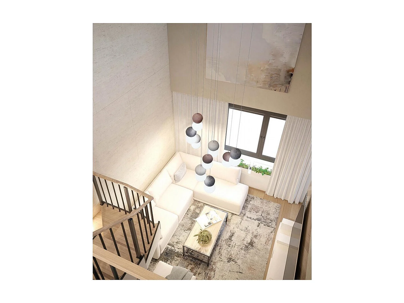 Plafonnier GALAXIA fini en ciment rouge rond MANTRA