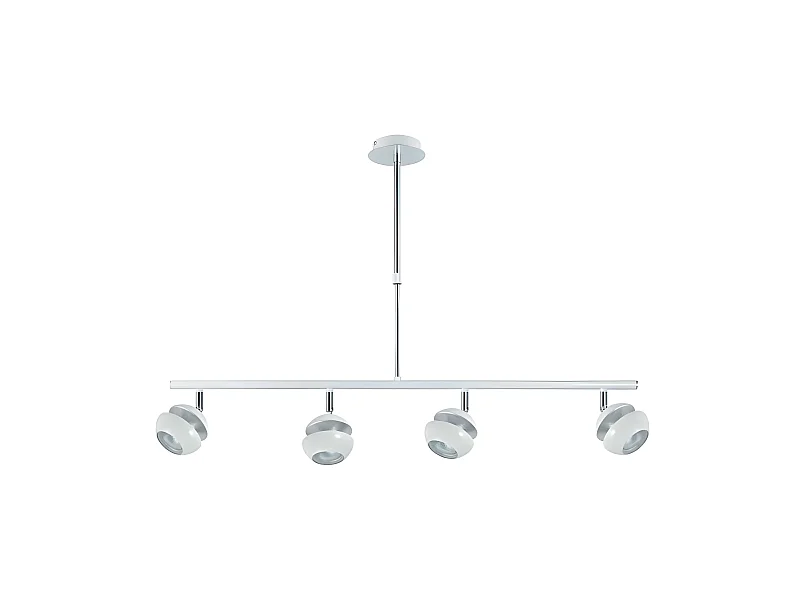 Plafonnier Beethoven linéaire à quatre lumières Blanc/argent FABRILAMP