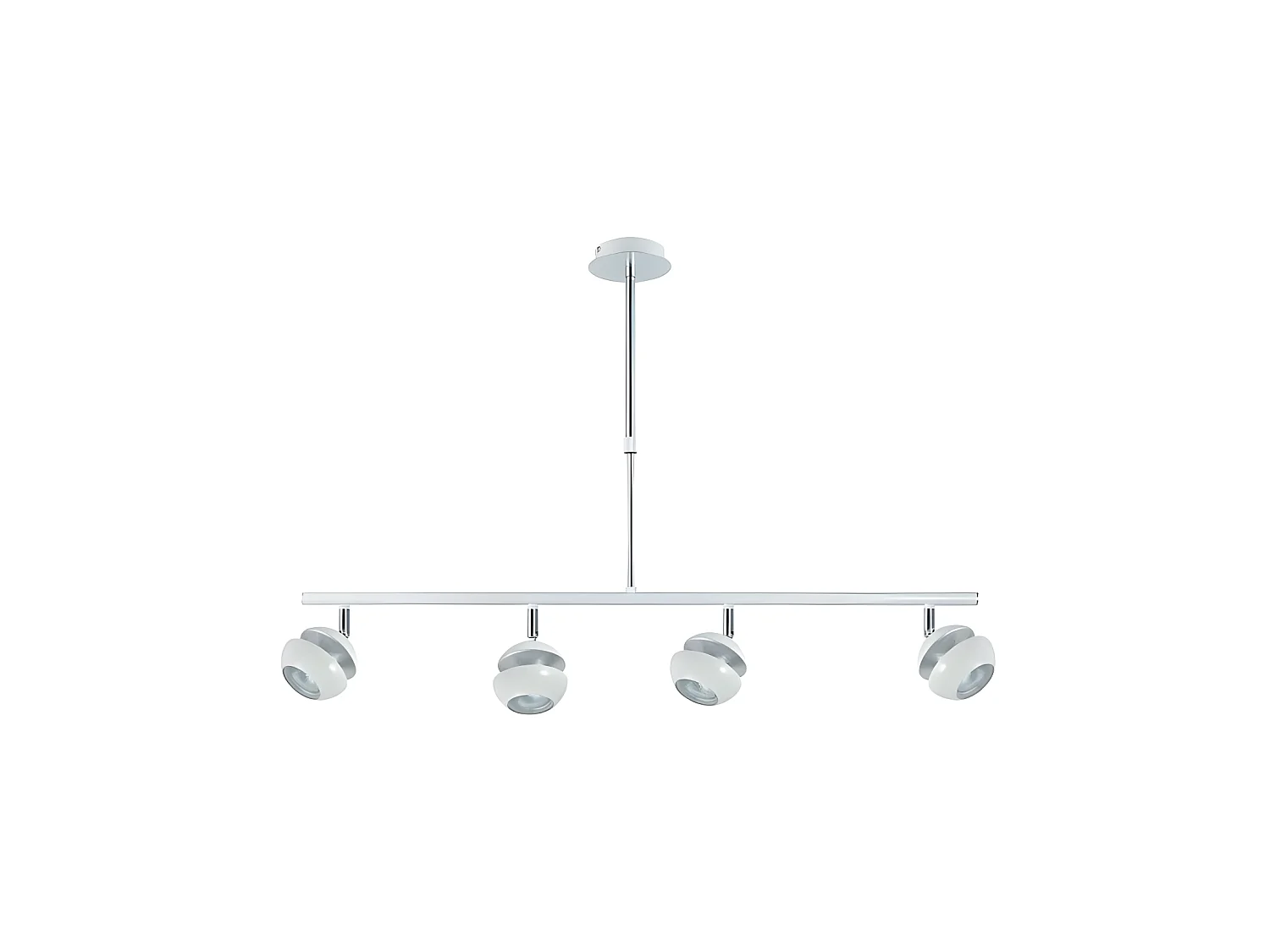 Plafonnier Beethoven linéaire à quatre lumières Blanc/argent FABRILAMP