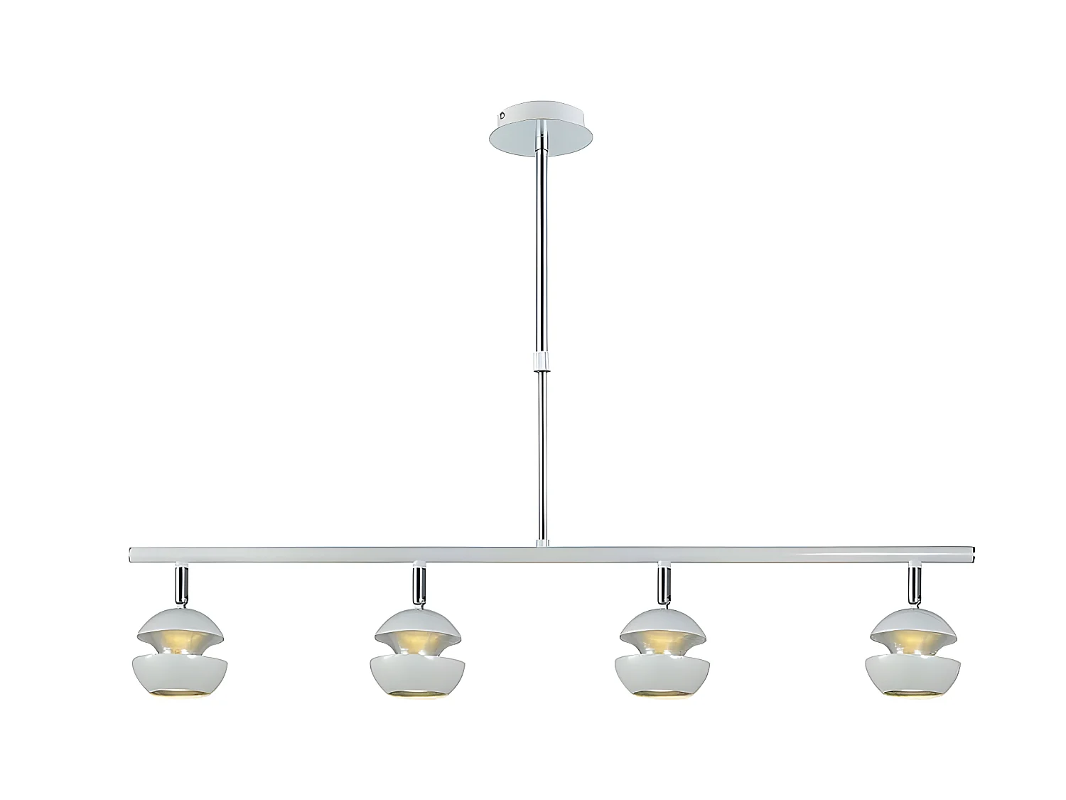 Plafonnier Beethoven linéaire à quatre lumières Blanc/argent FABRILAMP