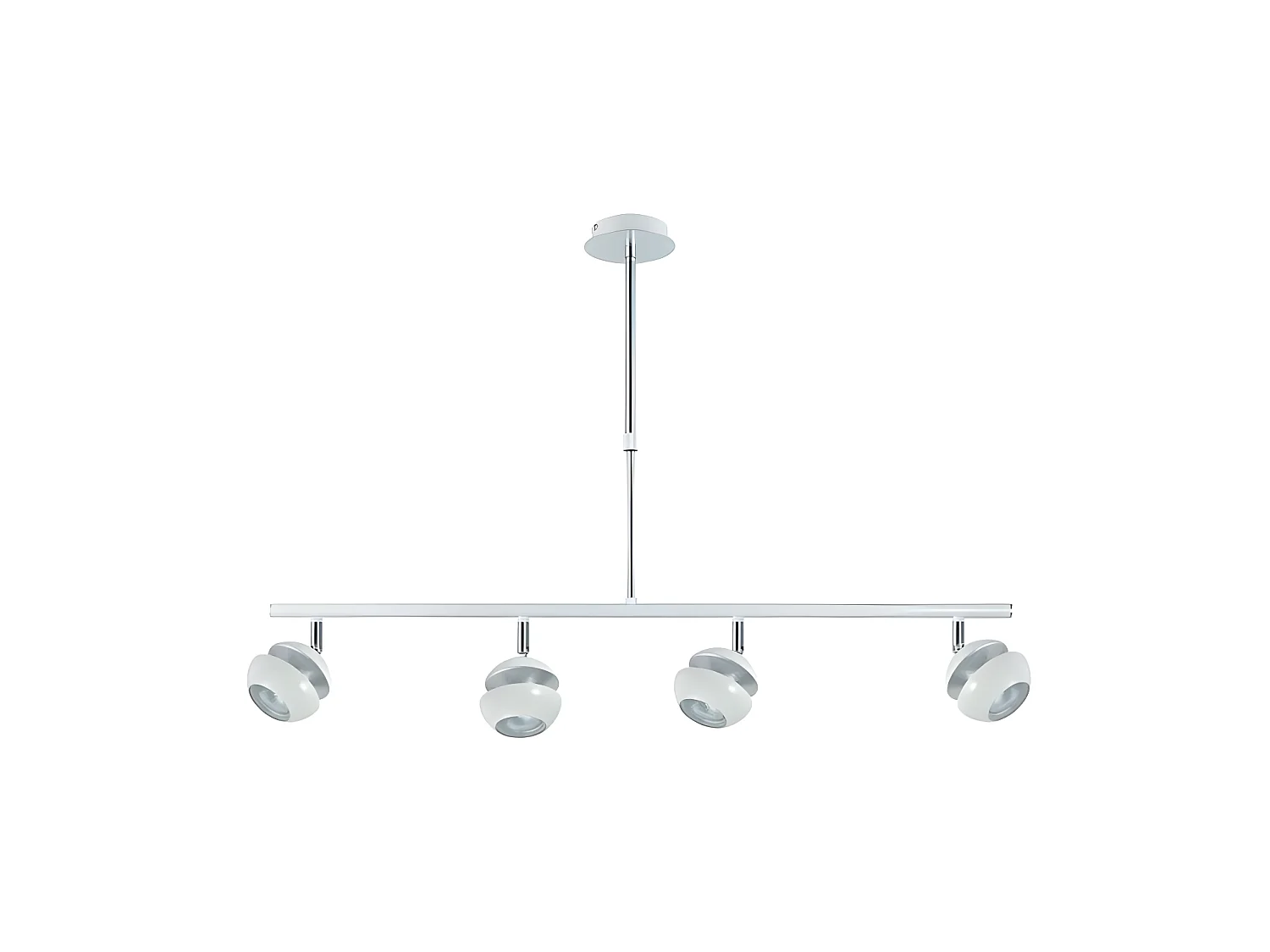 Plafonnier Beethoven linéaire à quatre lumières Blanc/argent FABRILAMP