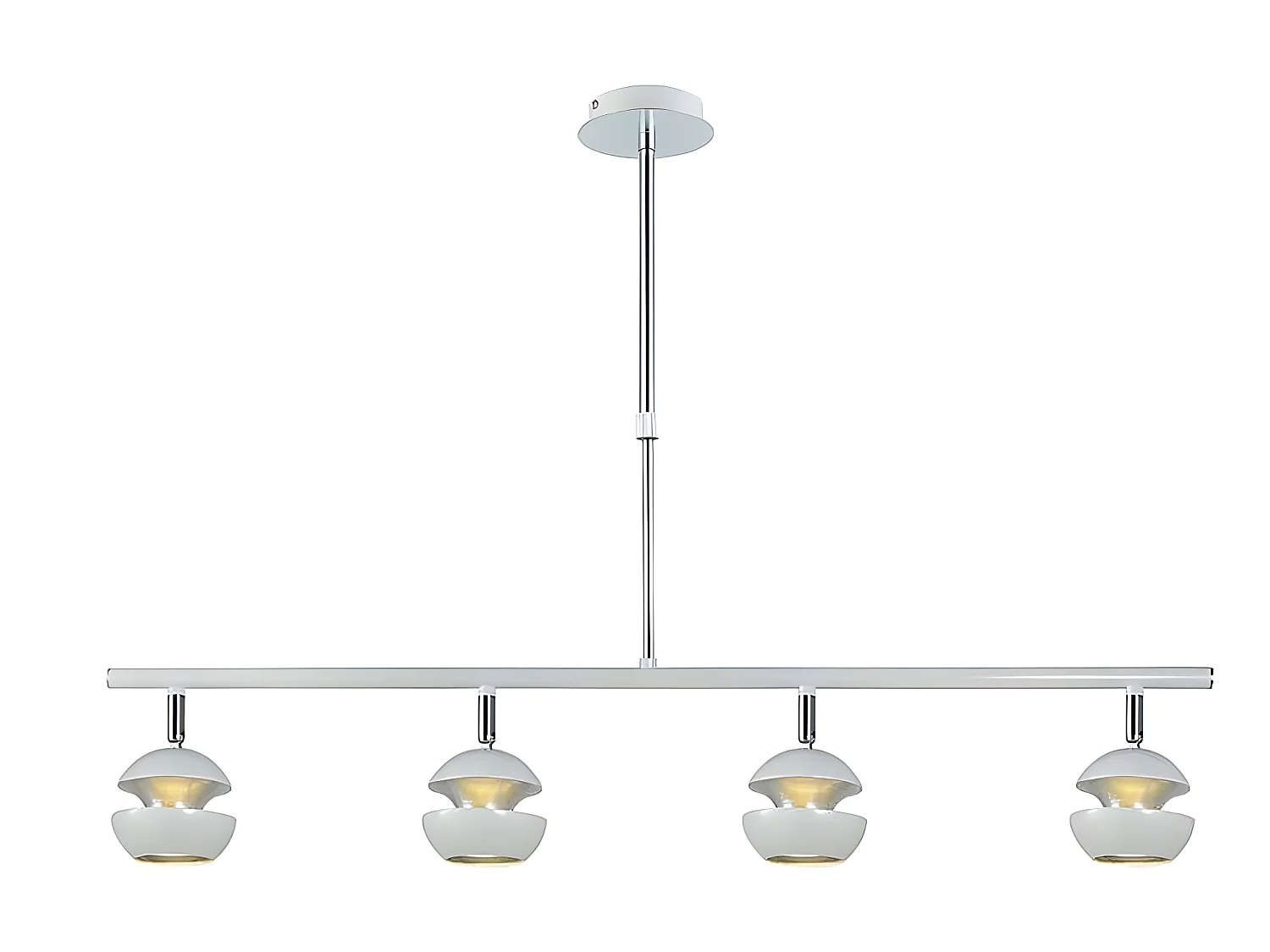 Plafonnier Beethoven linéaire à quatre lumières Blanc/argent FABRILAMP