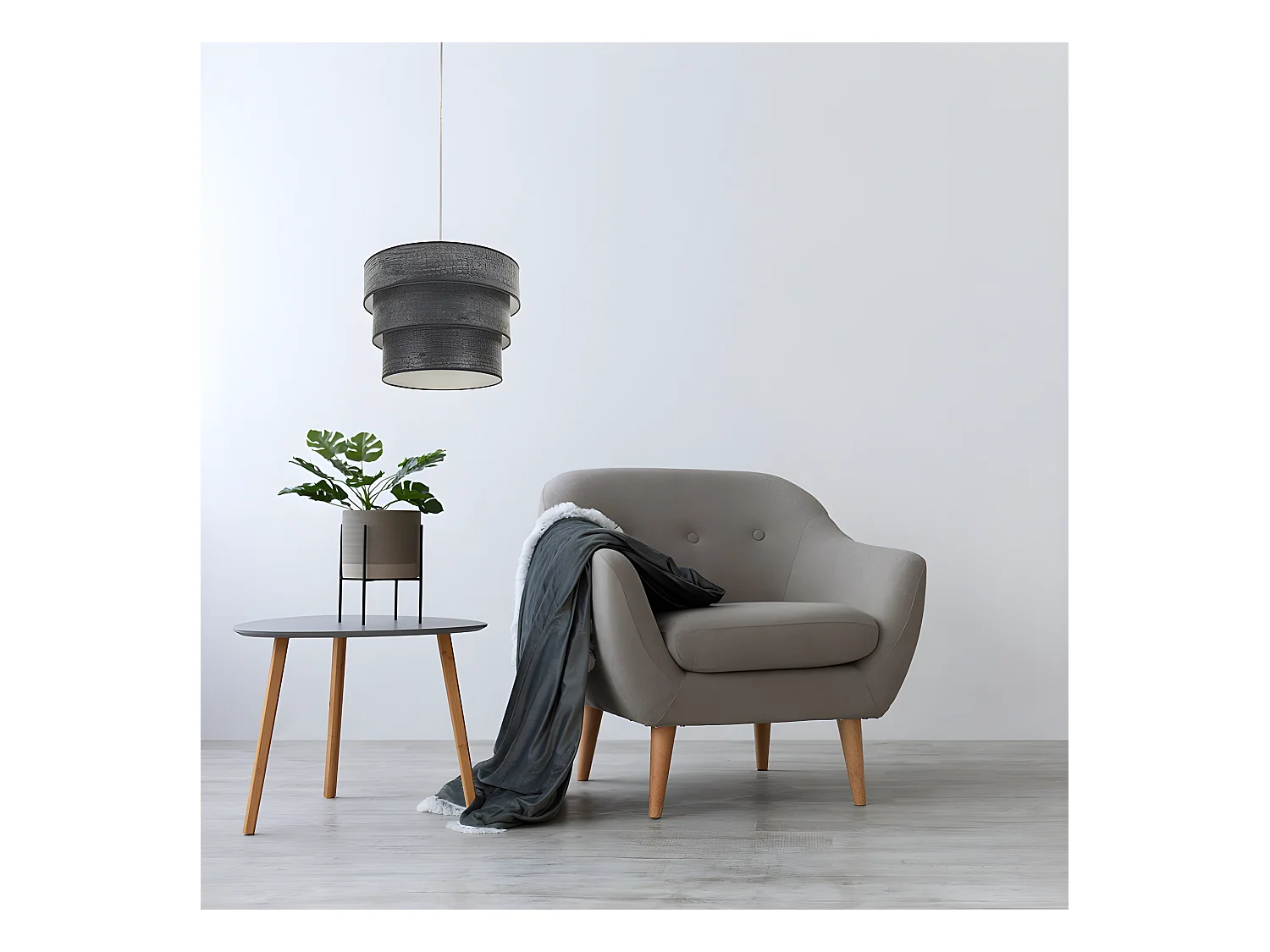 Plafonnier Triple modèle SMILE Cuir 1 FABRILAMP léger