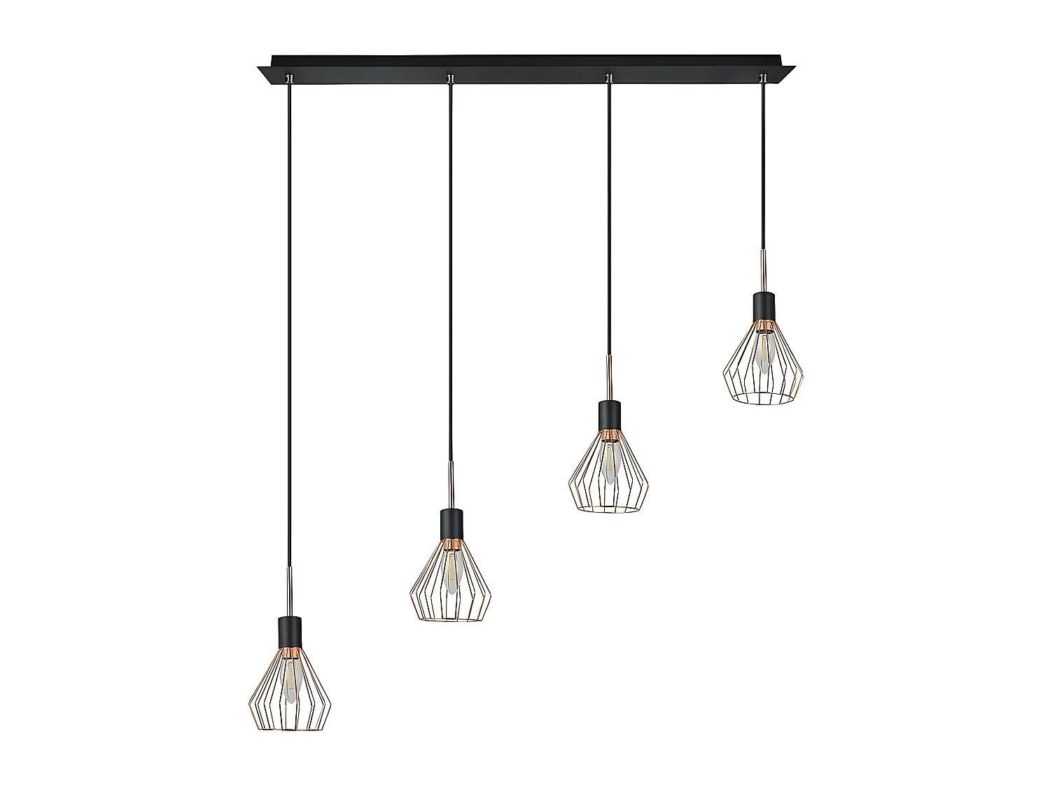 Lampe linéaire 4 lumières ST. PETERSBURG cuivre FABRILAMP