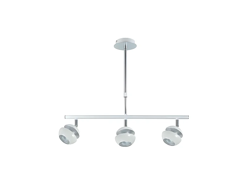 Lampe linéaire de 3 lumières BEETHOVEN blanc-argent FABRILAMP