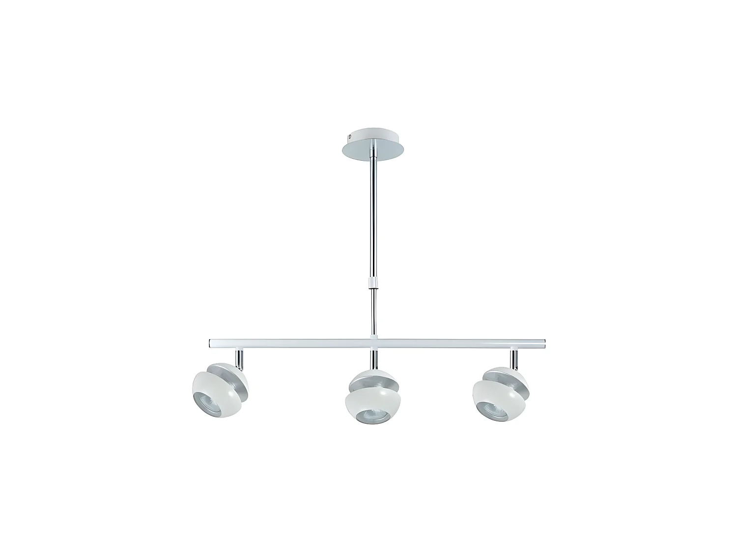 Lampe linéaire de 3 lumières BEETHOVEN blanc-argent FABRILAMP