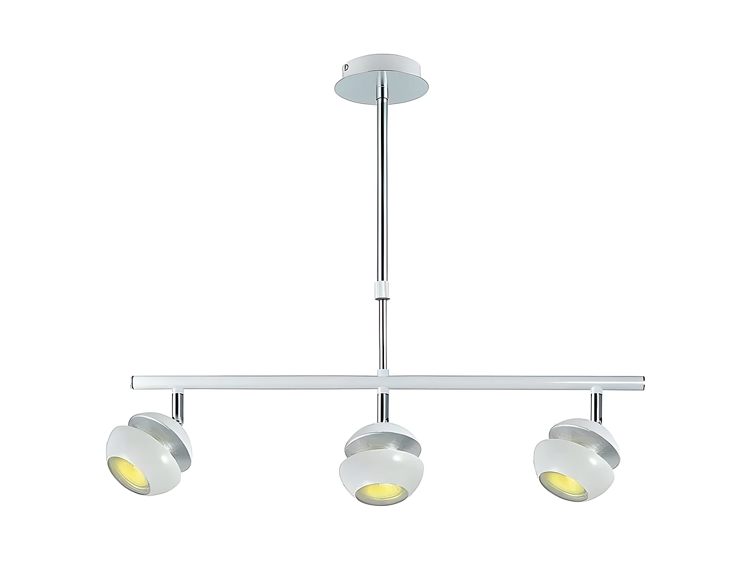 Lampe linéaire de 3 lumières BEETHOVEN blanc-argent FABRILAMP