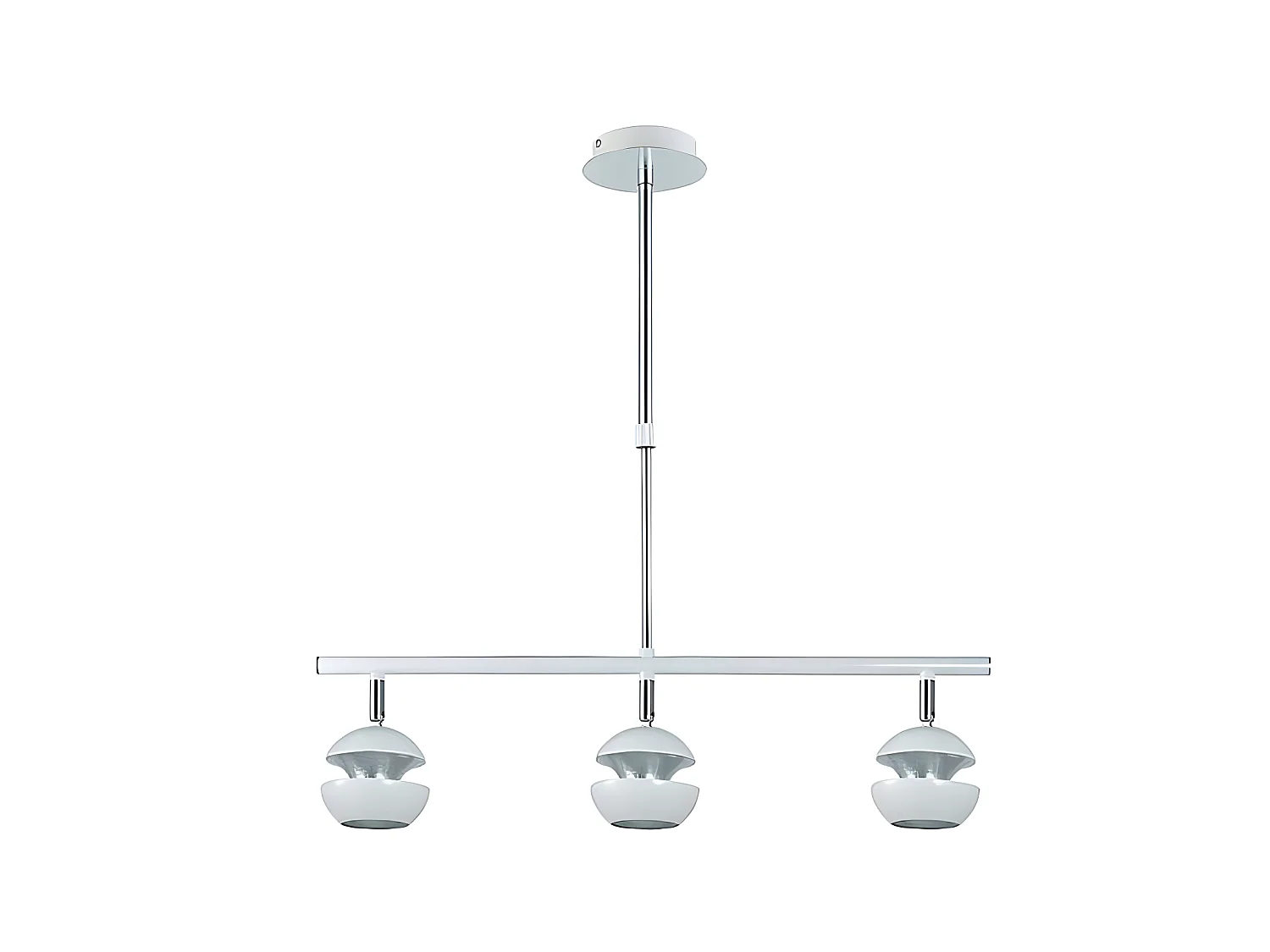 Lampe linéaire de 3 lumières BEETHOVEN blanc-argent FABRILAMP