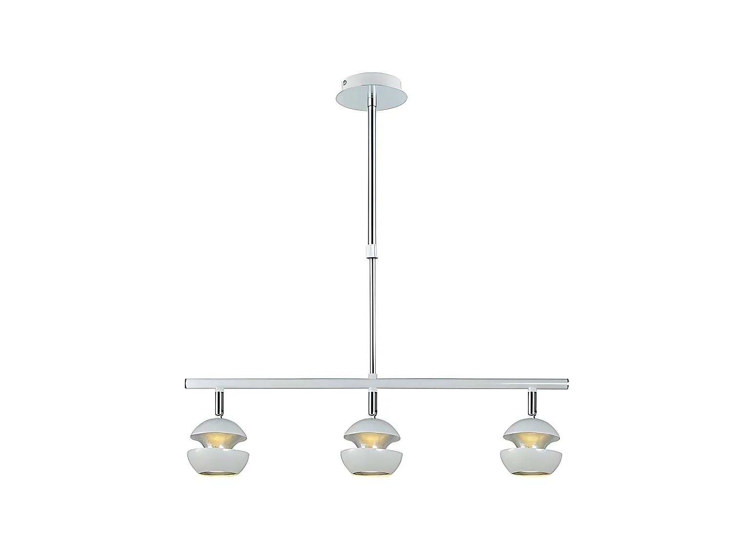 Lampe linéaire de 3 lumières BEETHOVEN blanc-argent FABRILAMP