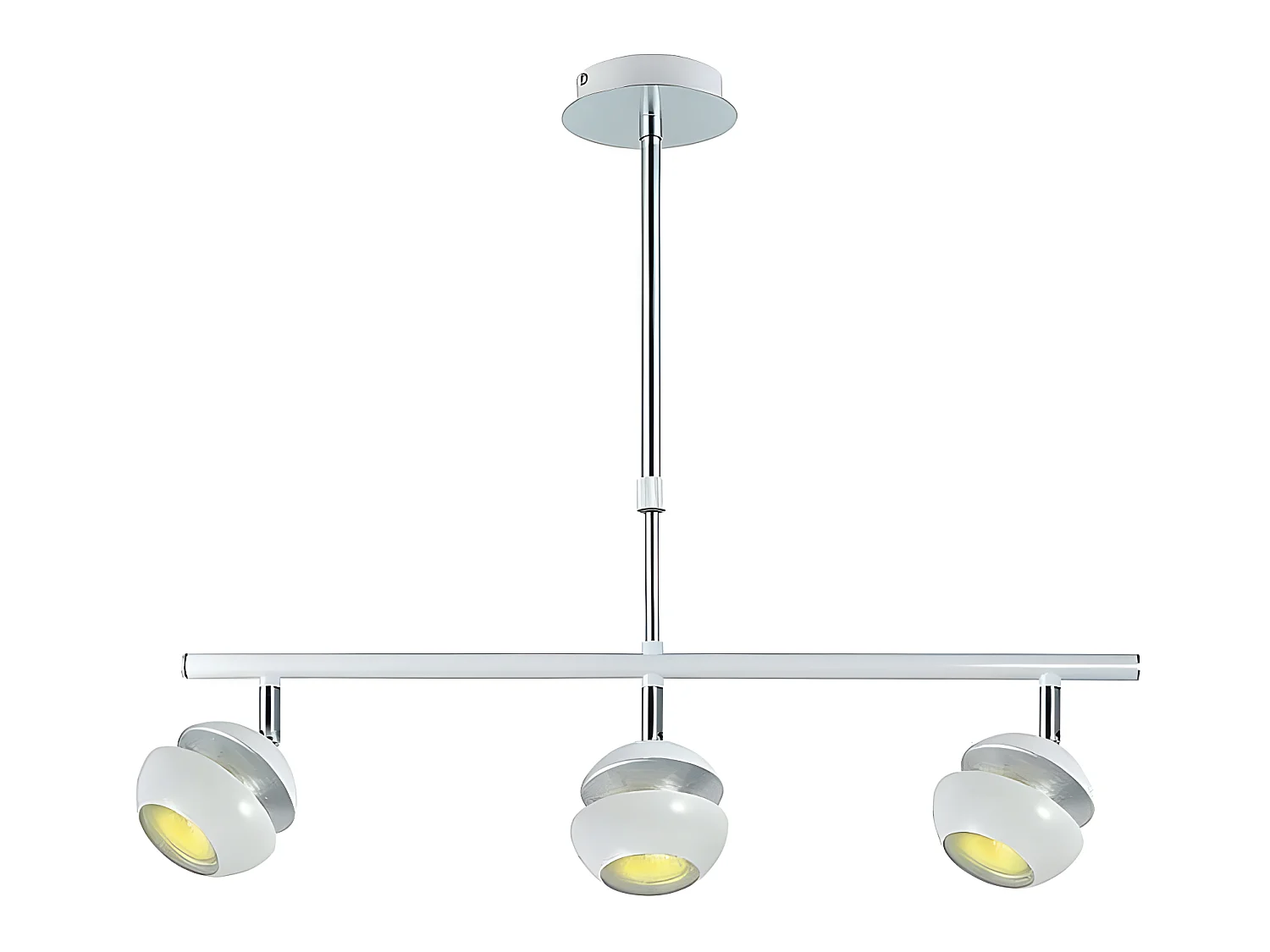 Lampe linéaire de 3 lumières BEETHOVEN blanc-argent FABRILAMP