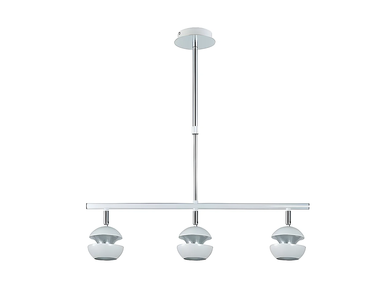 Lampe linéaire de 3 lumières BEETHOVEN blanc-argent FABRILAMP