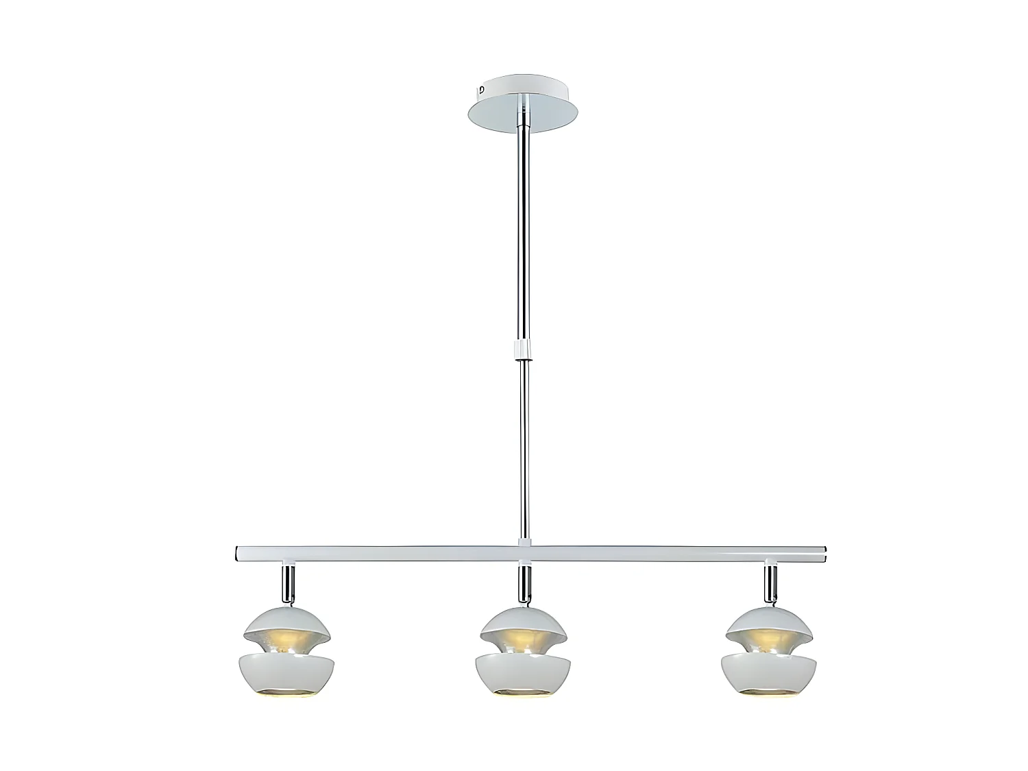 Lampe linéaire de 3 lumières BEETHOVEN blanc-argent FABRILAMP