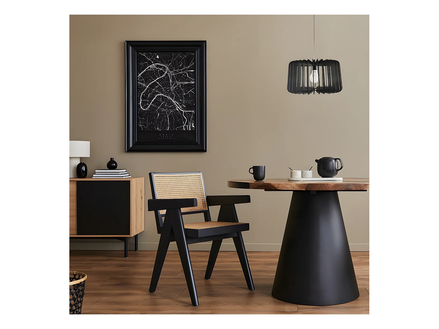 Plafonnier en bois marron modèle EBANO 1 FABRILAMP lumière