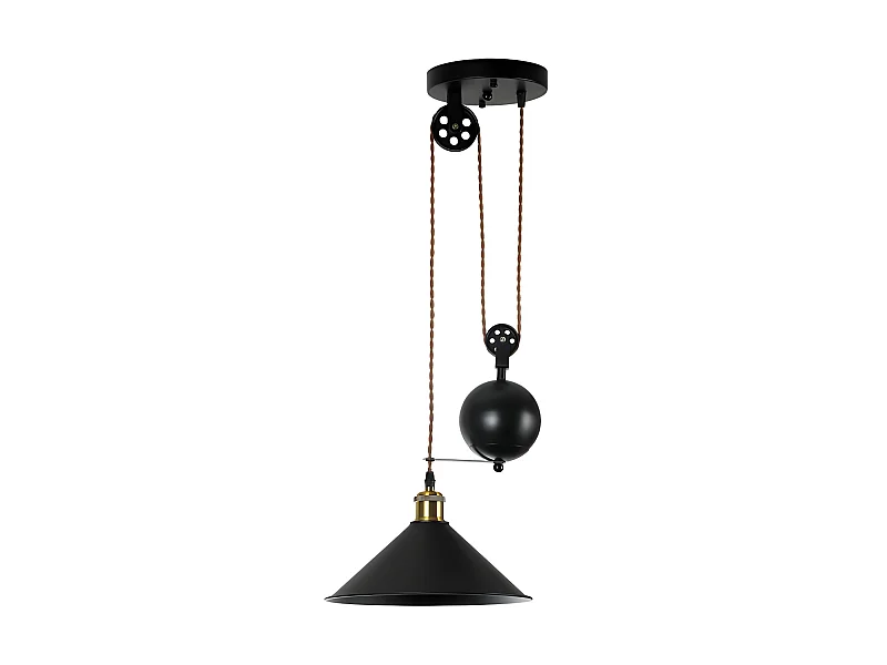 Plafonnier avec poulie modèle TRIGUERO 1 lumière Noir FABRILAMP