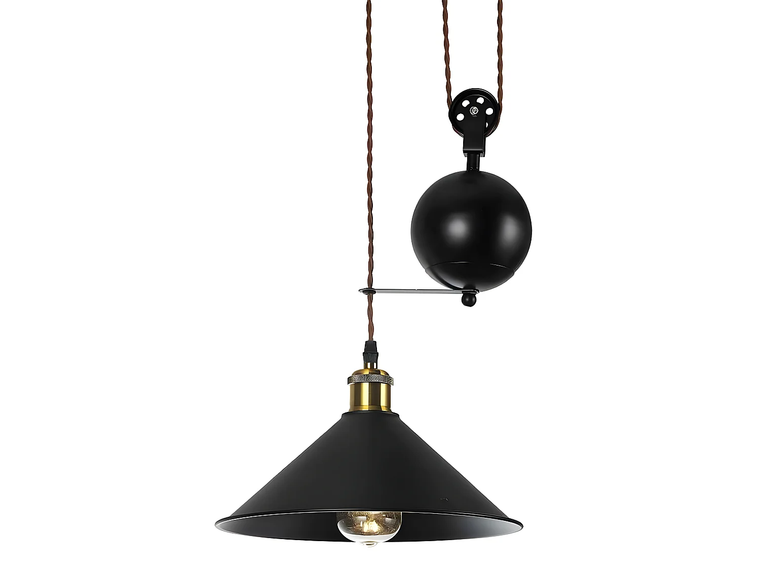 Plafonnier avec poulie modèle TRIGUERO 1 lumière Noir FABRILAMP