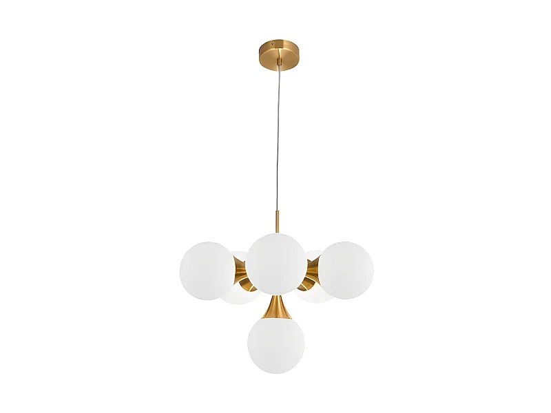 Lampe dorée avec tulipes sphériques FREY 6 lumières FABRILAMP