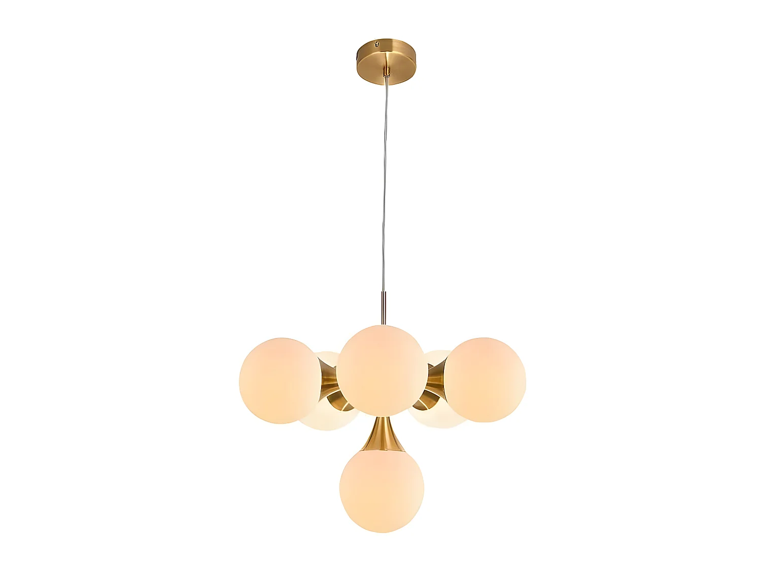 Lampe dorée avec tulipes sphériques FREY 6 lumières FABRILAMP