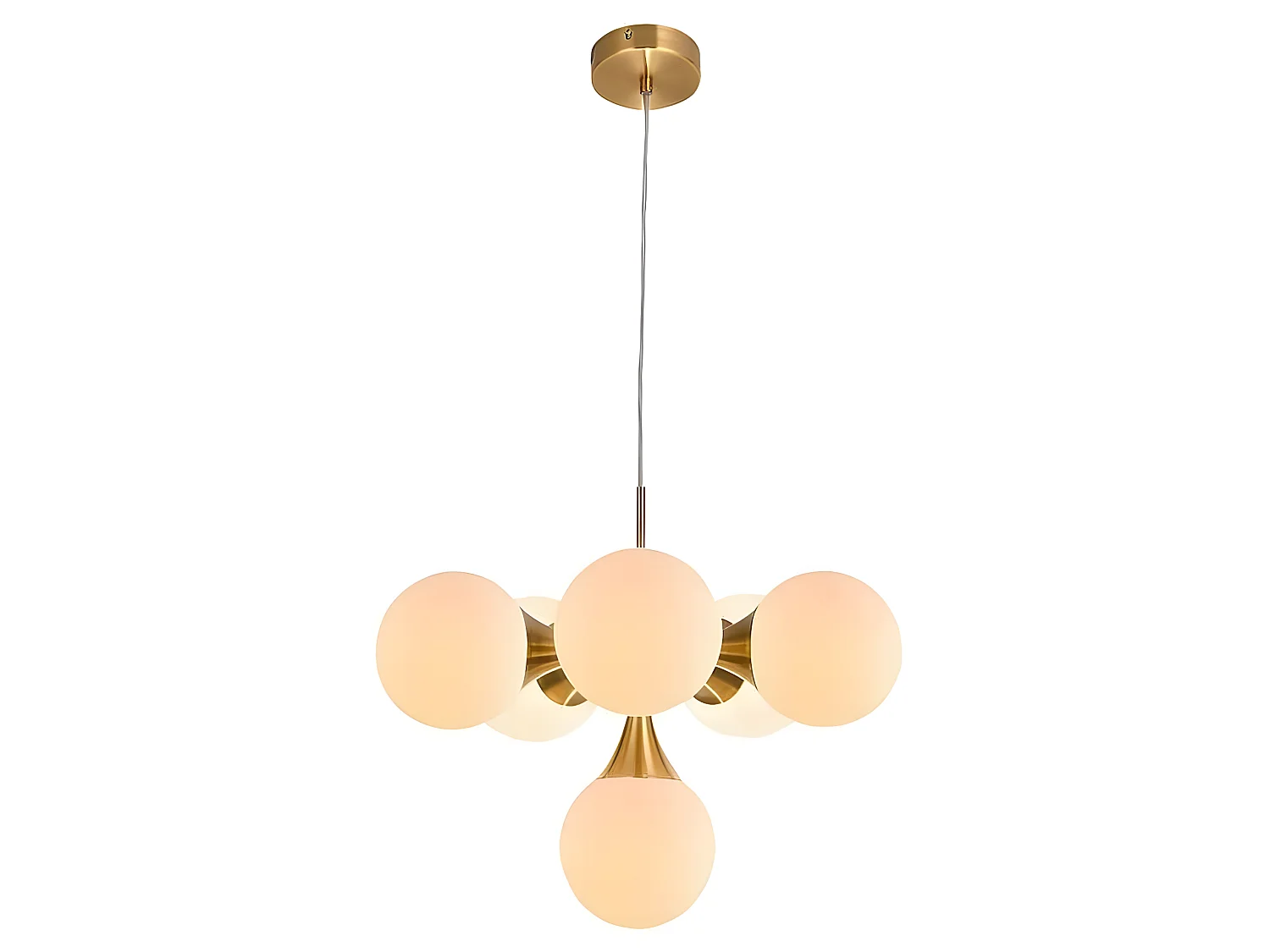 Lampara Dorada Con Tulipas Esfericas Frey 6 Luces