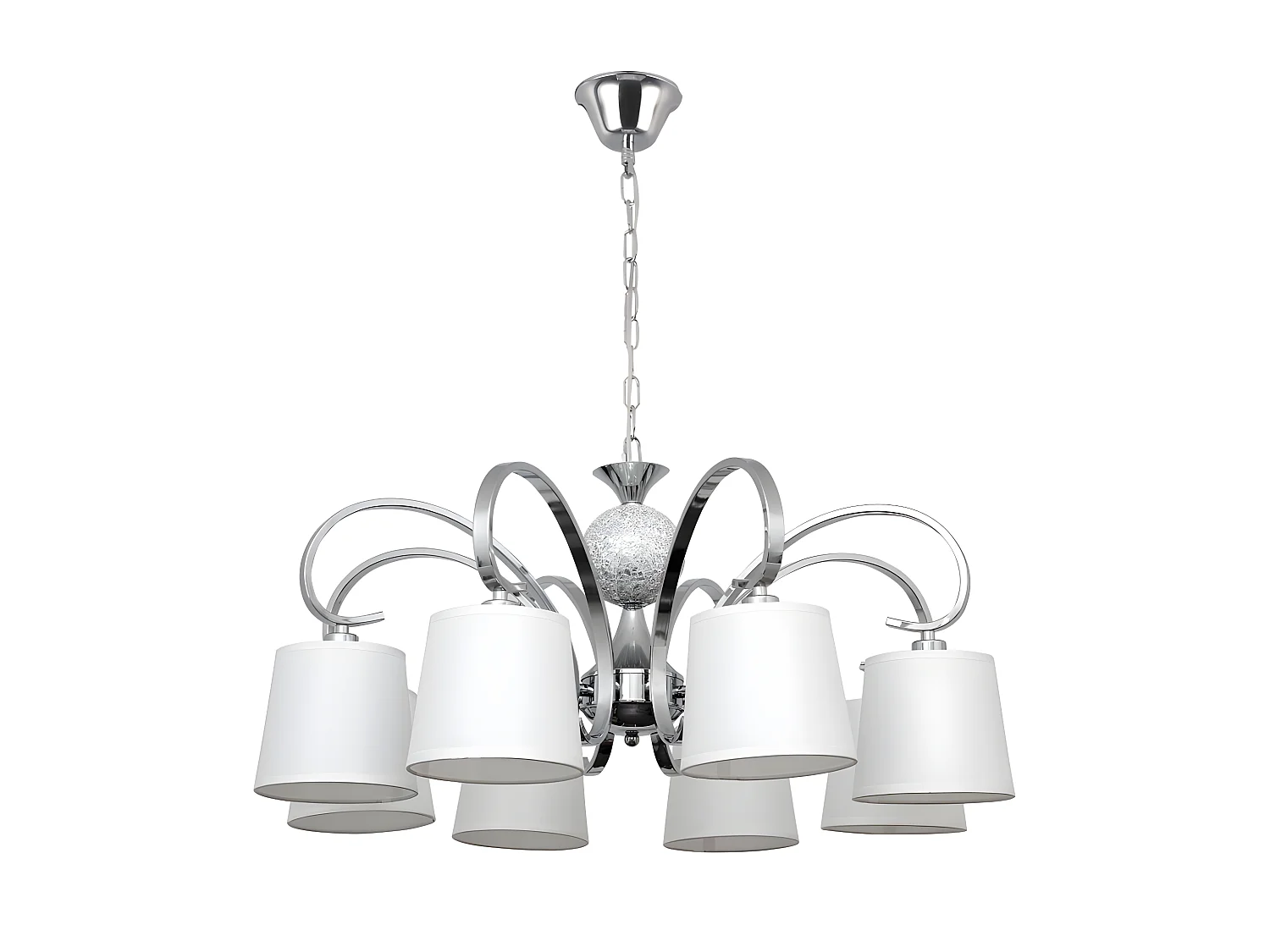 Lampe Concordia 8xe14 Chrome Blanc Abat-jour 50-70x78d FABRILAMP
