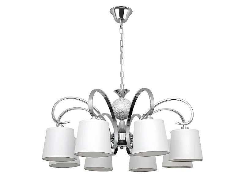 Lampe Concordia 8xe14 Chrome Blanc Abat-jour 50-70x78d FABRILAMP