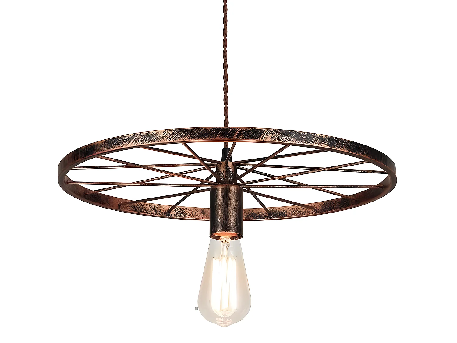 Plafonnier métallique modèle MIRLO roue 1 léger Oxyde Brun FABRILAMP