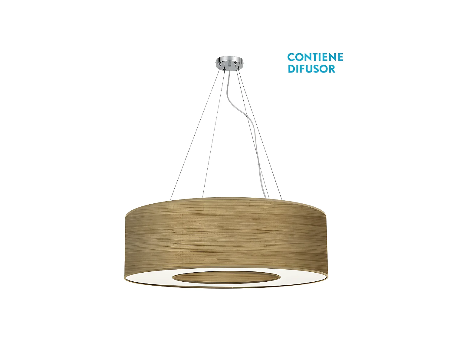 Grand modèle pendentif Haïti 4lights Chrome / Bois Clair FABRILAMP