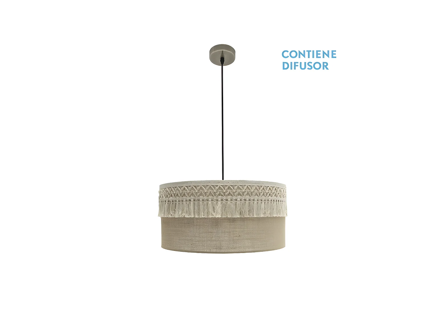 FABRILAMP Suspension avec abat-jour beige modèle Ekaterina