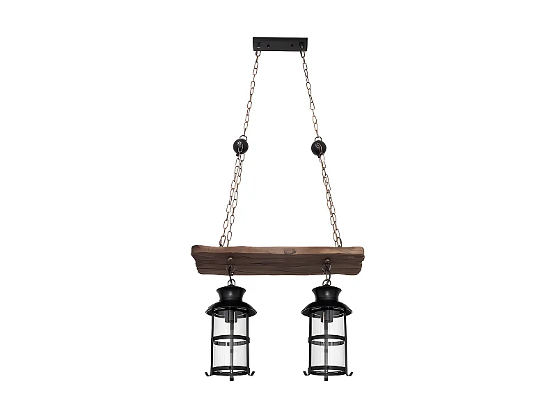 Lampada a sospensione rustica da fattoria 2xe27 Marrone FABRILAMP