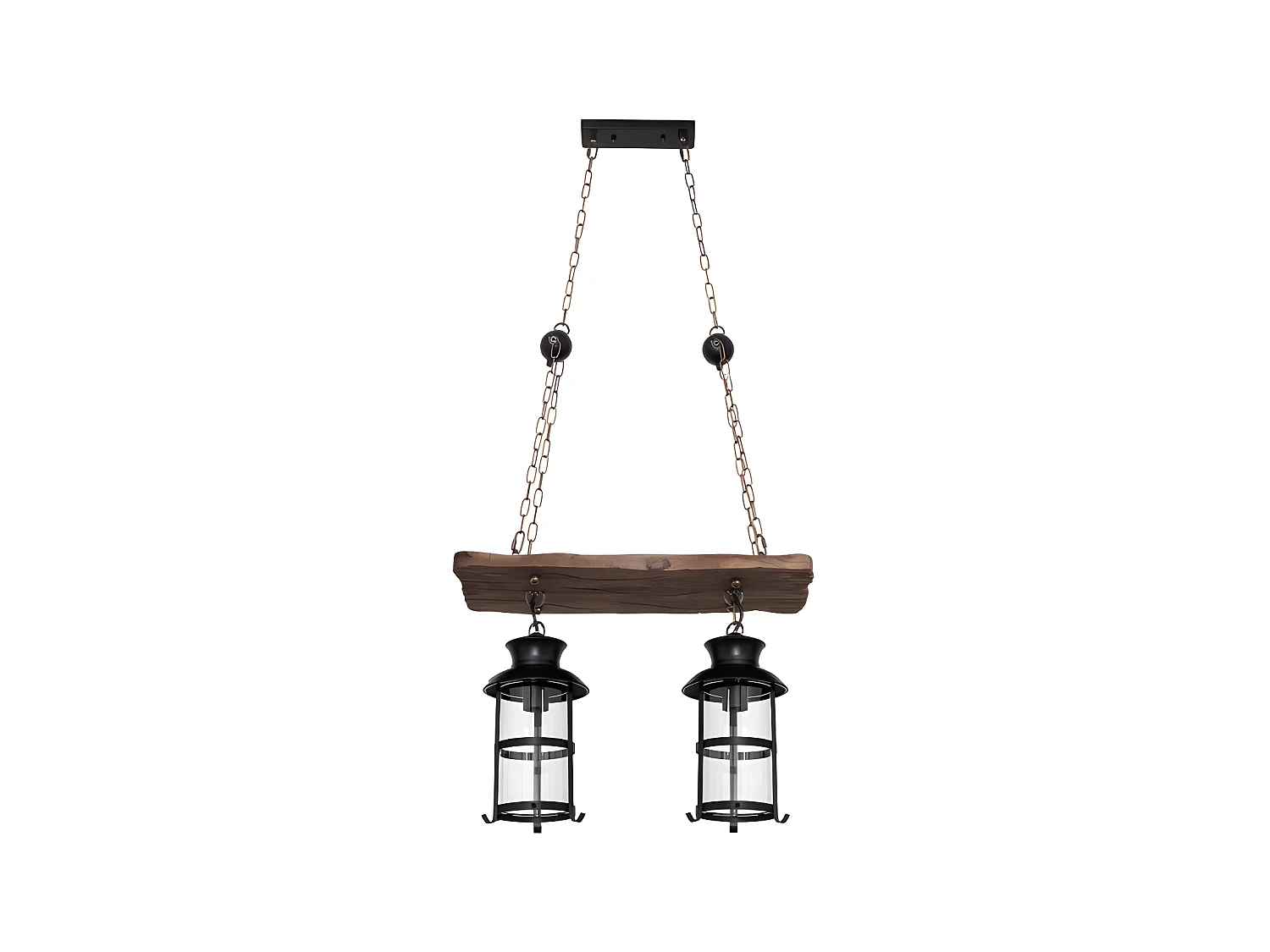 Lampe à suspension rustique de ferme 2xe27 marron FABRILAMP