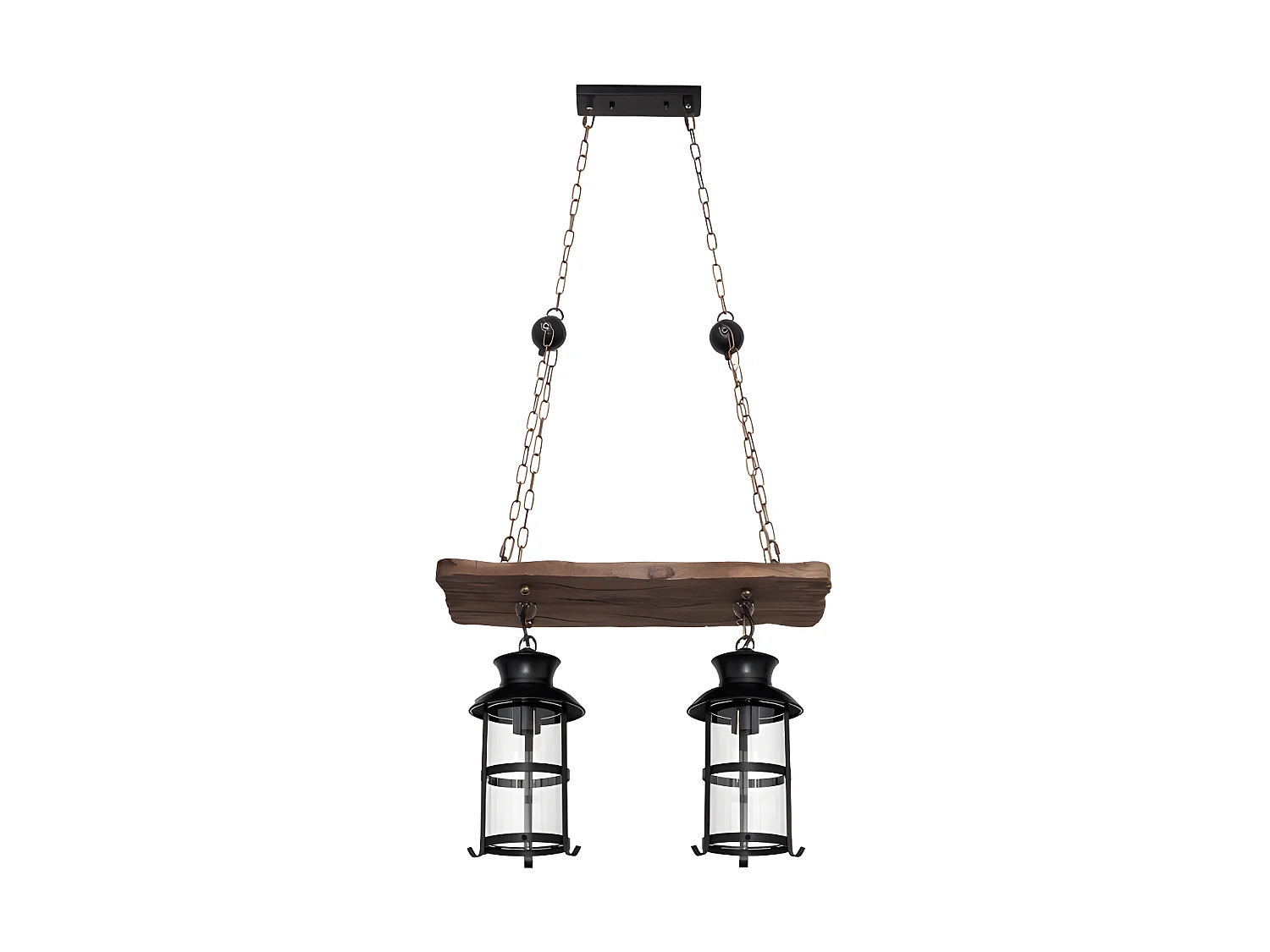 Lampara Colgante Rustico Cortijo 2xe27 Marron De