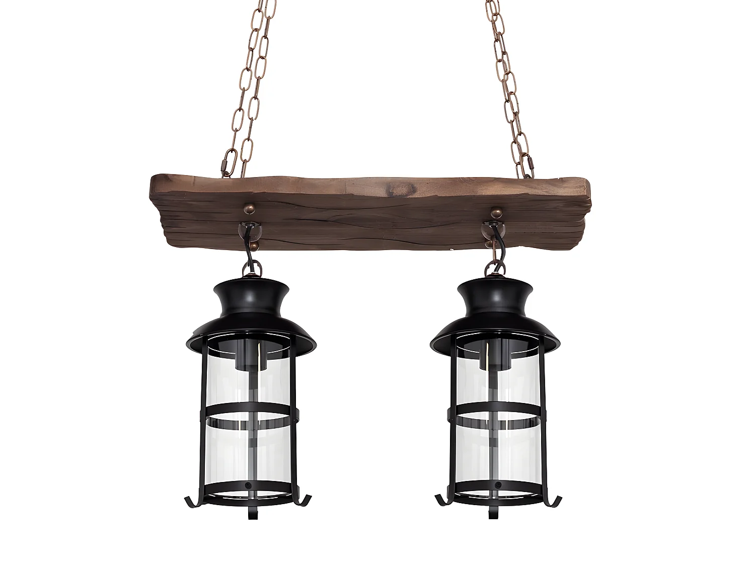 Lampara Colgante Rustico Cortijo 2xe27 Marron De