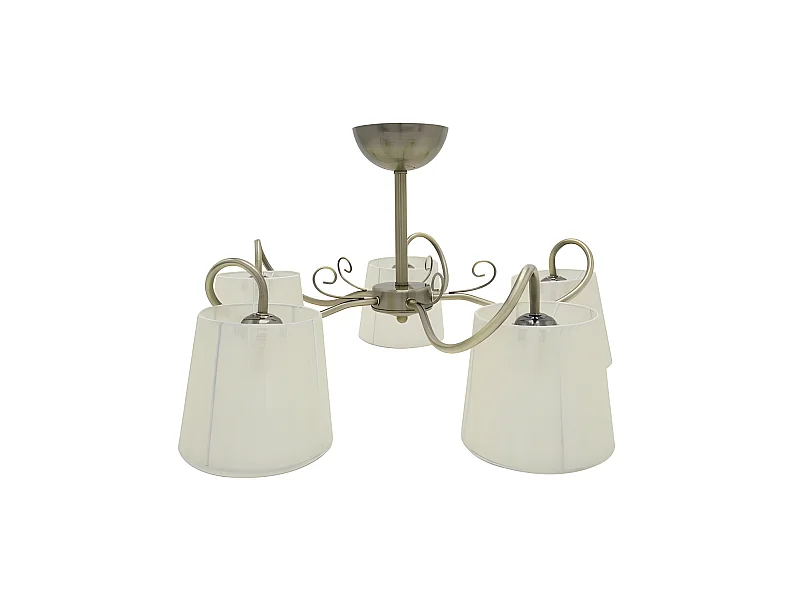 Lampe de 5 lumières modèle CUZCO cuir satiné avec écran FABRILAMP