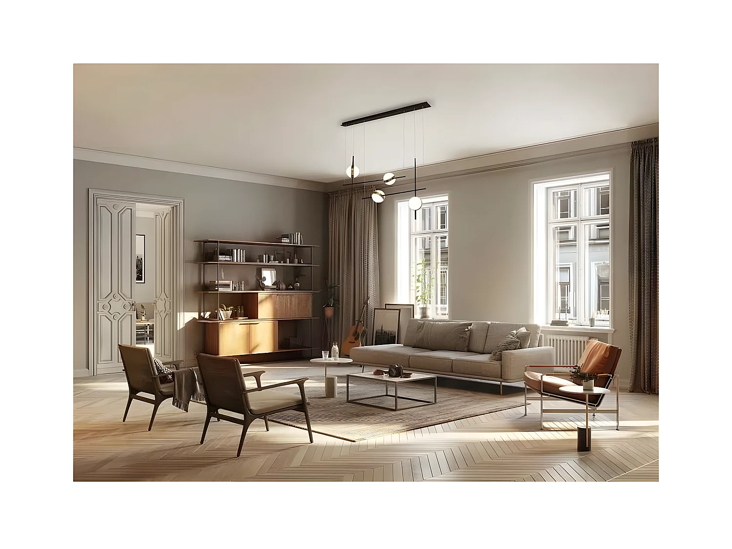 Lampe de 4 lumières CUBA fait Acier couleur noir / or en led de MANTRA