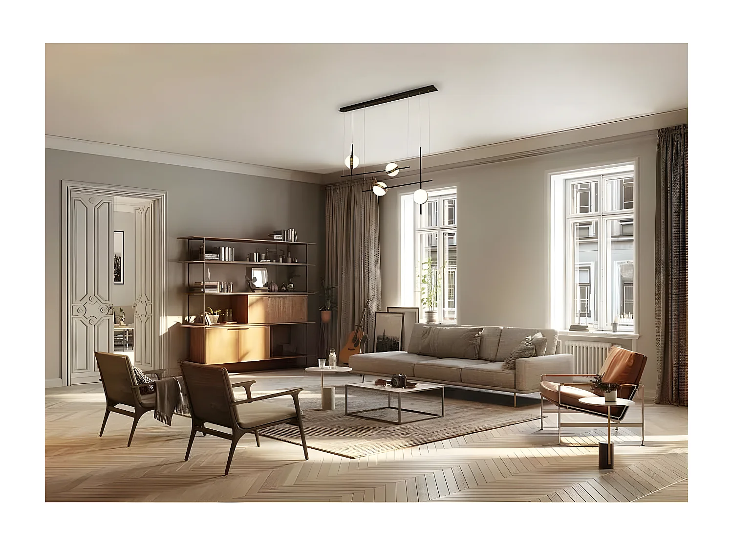 Lampe de 4 lumières CUBA fait Acier couleur noir / or en led de MANTRA