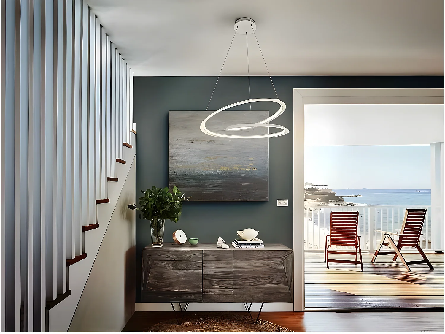 Pendant LED modèle LOOPING blanc 36w SCHULLER